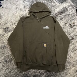 Carhartt Mens Loose Fit Hoodie Olive Green Summit Restoration Logo Large